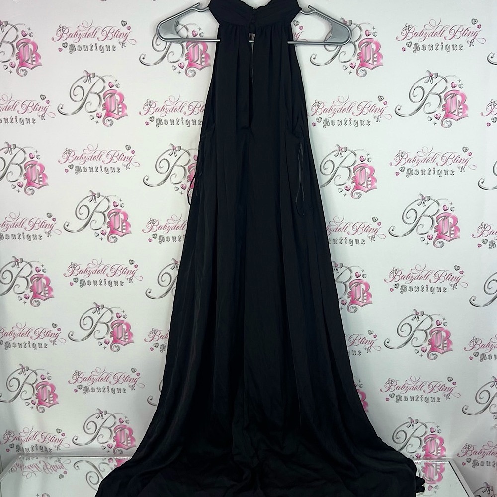 Banana Republic dress long halter keyhole opening maxi Black luxe dress formal